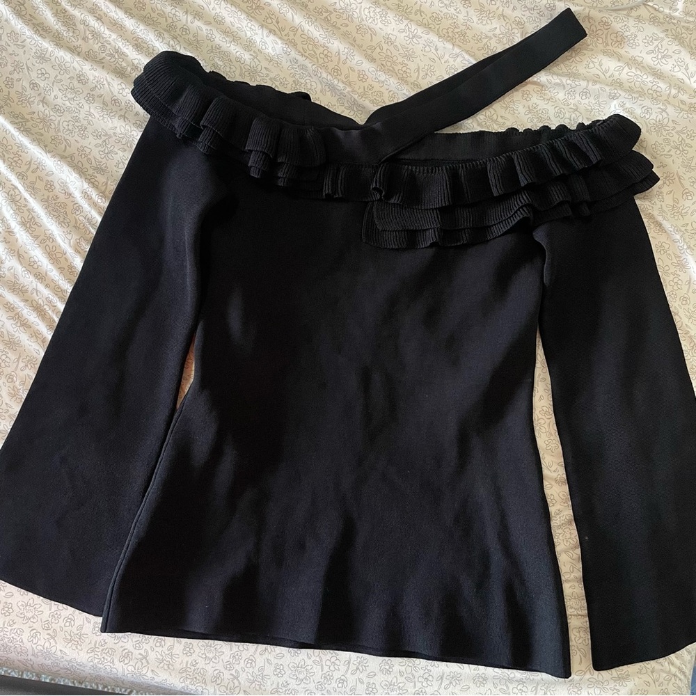 Rebecca Vallance Rosita Ruffle Off The Shoulder Long Sleeve Blouse Top